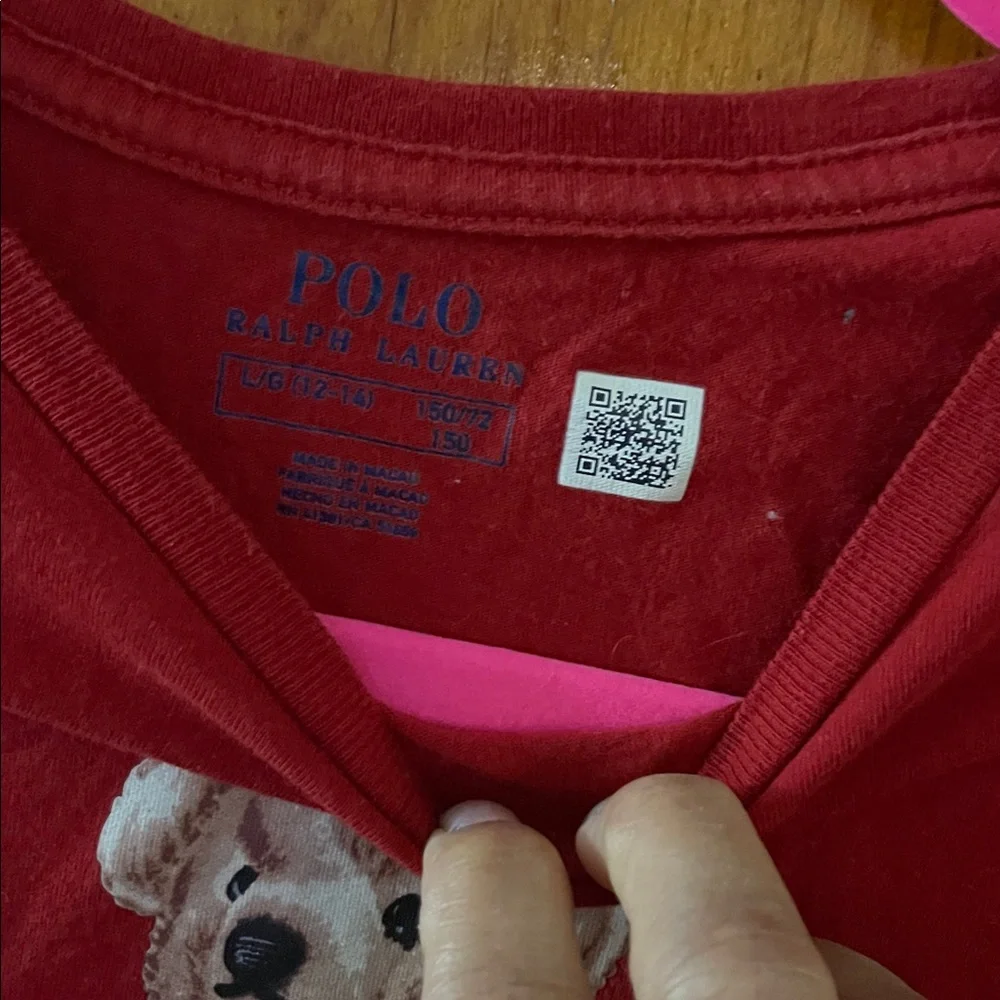 Ralph Lauren Kids Red Tee with Polo Bear Large girls